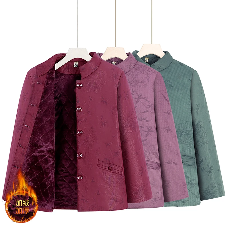 奶奶装冬装棉衣加绒加厚老年人女妈妈保暖棉袄70岁老太太冬天外套