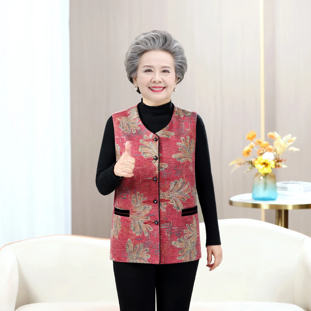 老年人坎肩奶奶秋装马甲老人外套大码老太太衣服妈妈春秋背心外穿