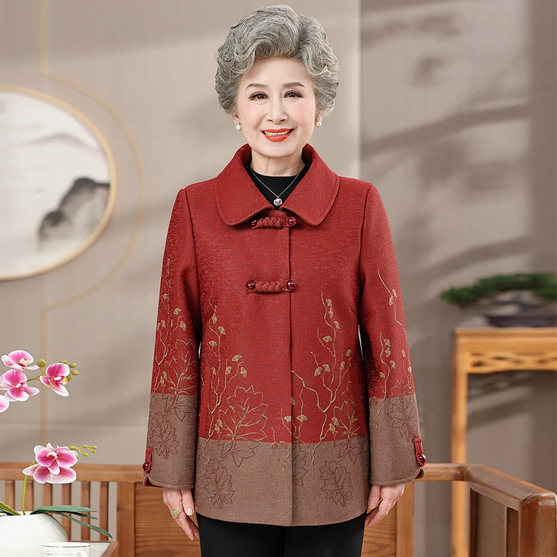 中老年女装新款妈妈春季外套60岁70奶奶新中式春秋上衣老太太衣服