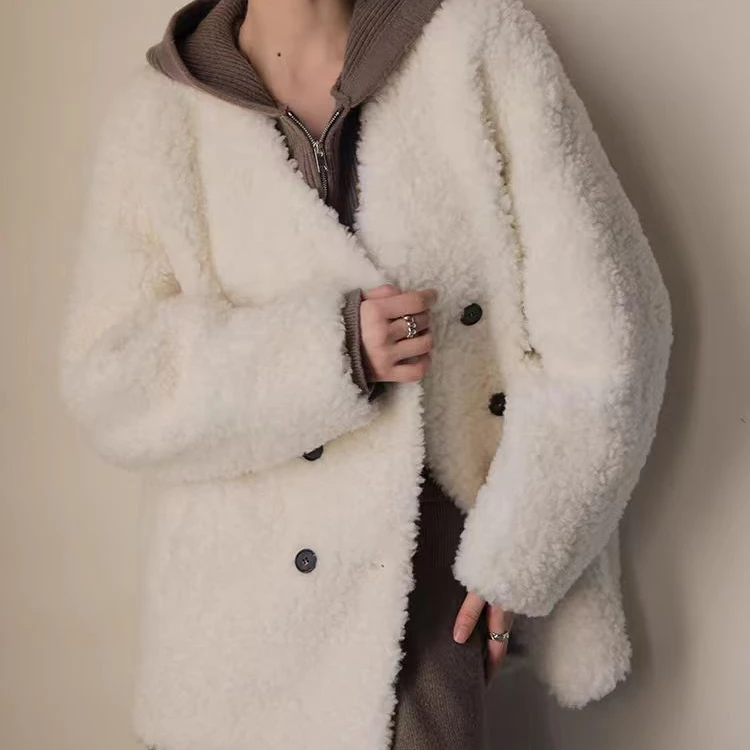 2024冬季气质时尚百搭V领高级感双排扣羊毛外套(8876)