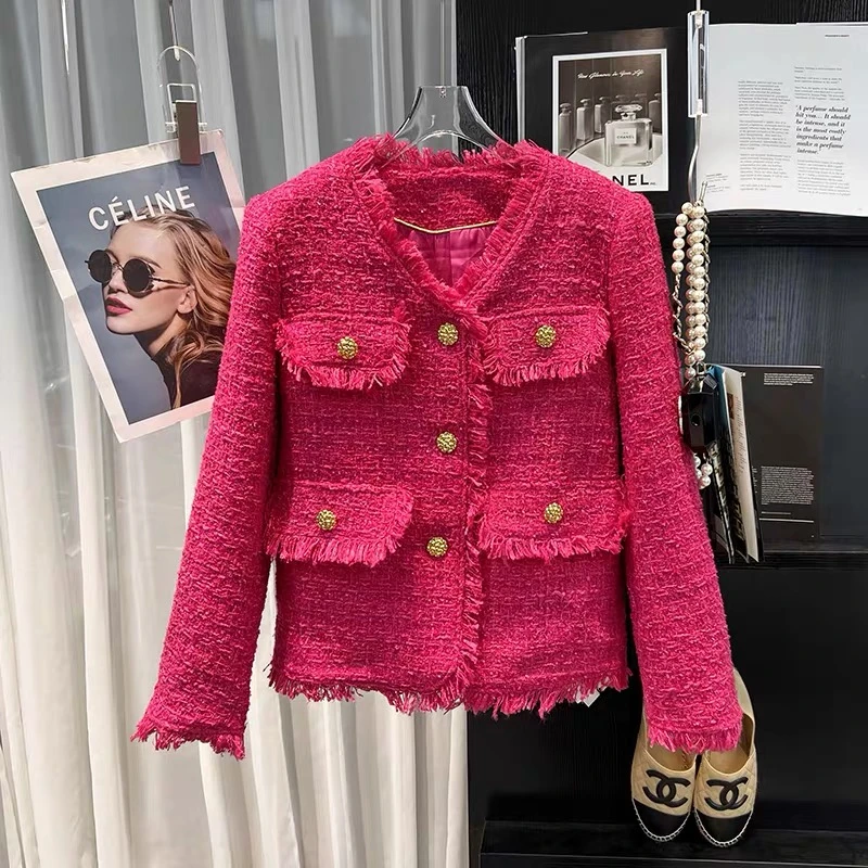 洋气火龙果色高档气质小香风外套2308332