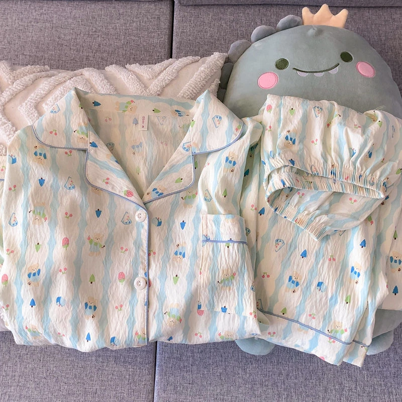 秋季长袖长裤云朵棉睡衣爆款2025新款女两件套樱桃小熊家居服套装