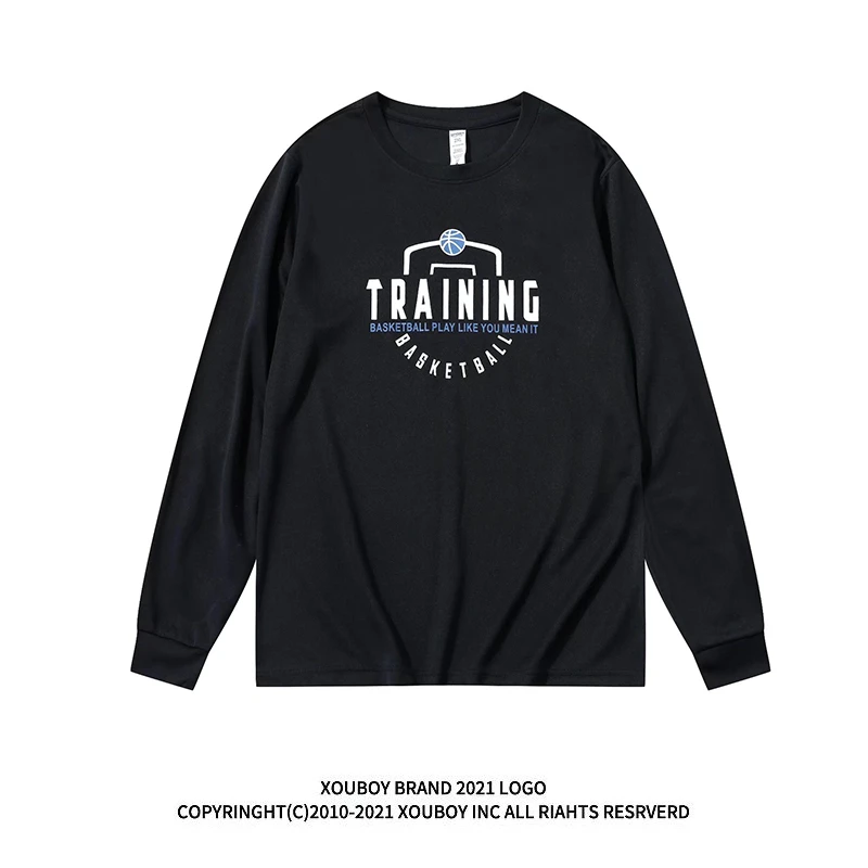 秋季新款透气长袖T恤男款户外运动休闲跑步训练美式投篮速干衣