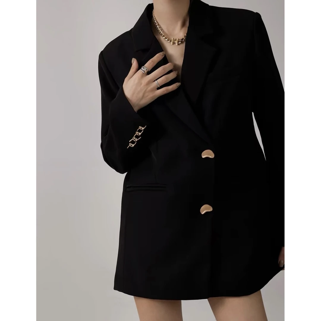 【靳老板】原创设计翻驳领小西装外套女秋季阔形设计感休闲西服上衣