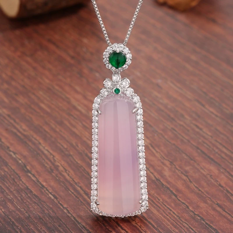 【晶晶宠粉】项链 桃粉项链彩宝锆石平安扣颈链