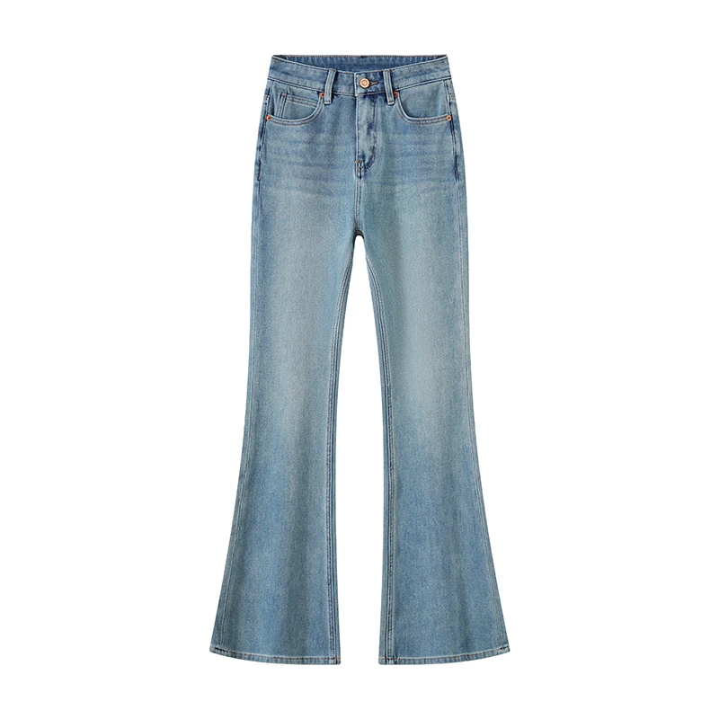 新款微喇叭牛仔裤女四面弹高腰春秋新款小个子显高修身弹力加长