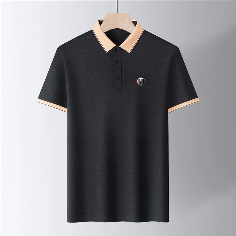 夏季薄款POLO衫男翻领短袖休闲宽松时尚撞色透气半袖T恤23616