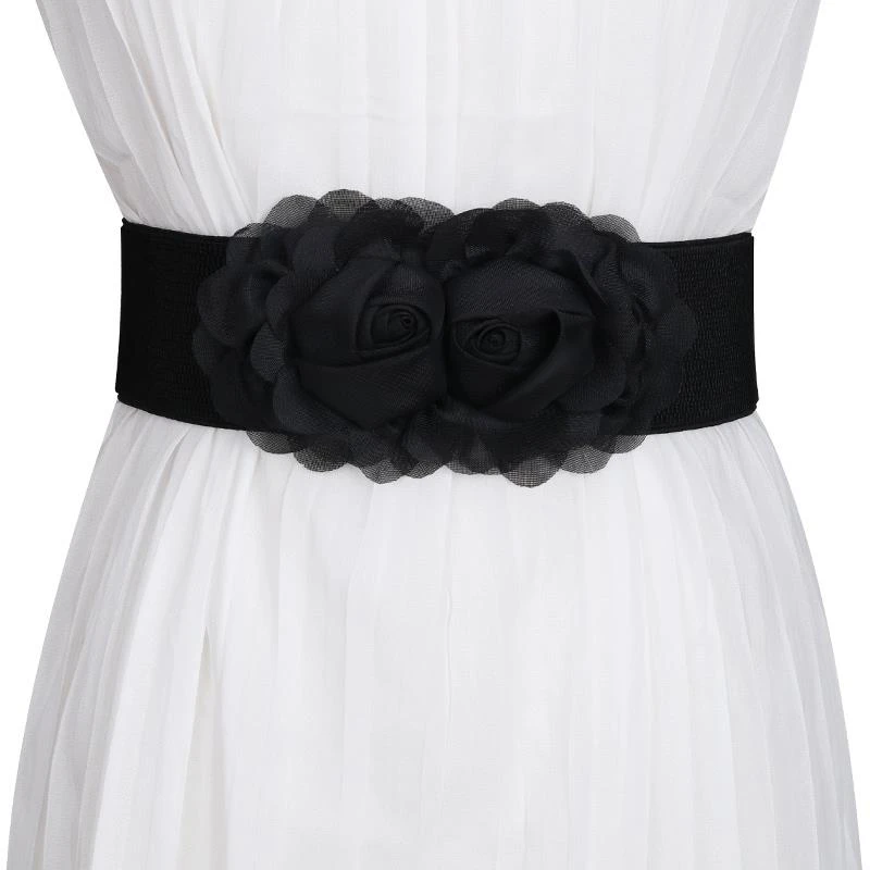 宽松紧腰带女士装饰配裙子百搭腰封外穿松紧时尚黑色复古束腰裙带