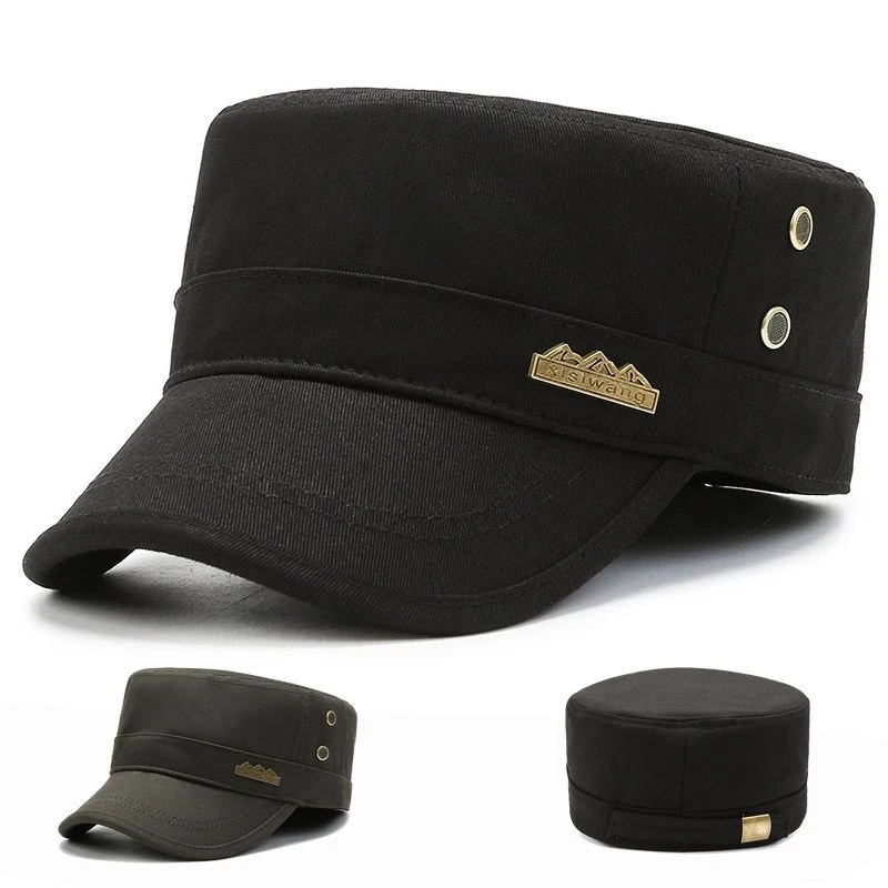 新款户外运动纯棉后封口平顶帽子春秋鸭舌帽透气吸汗男款帽子