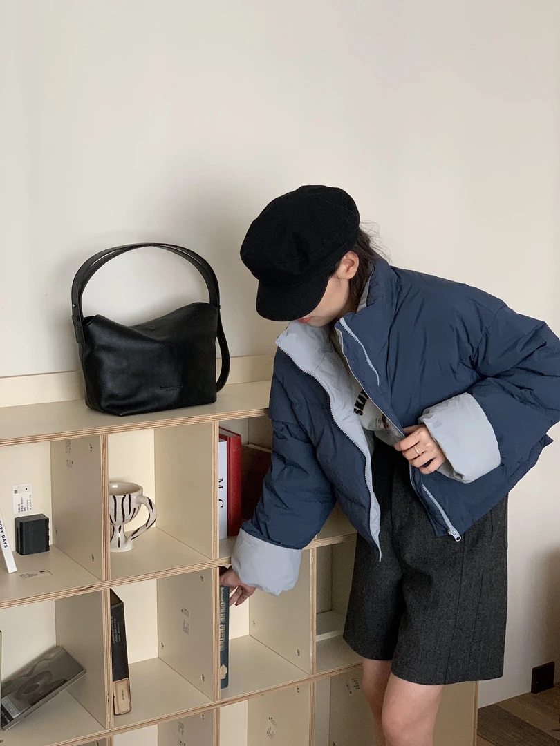 【娅朵】撞色内外双色厚款短款羽时尚保暖短外套