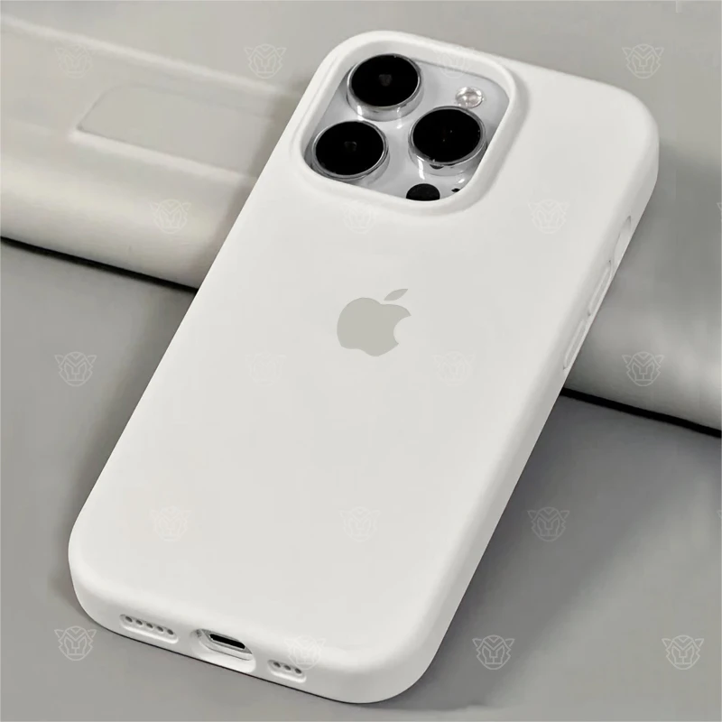 ins纯白色液态硅胶手机壳iphone15promax大孔14/13/12/11防摔x/xs