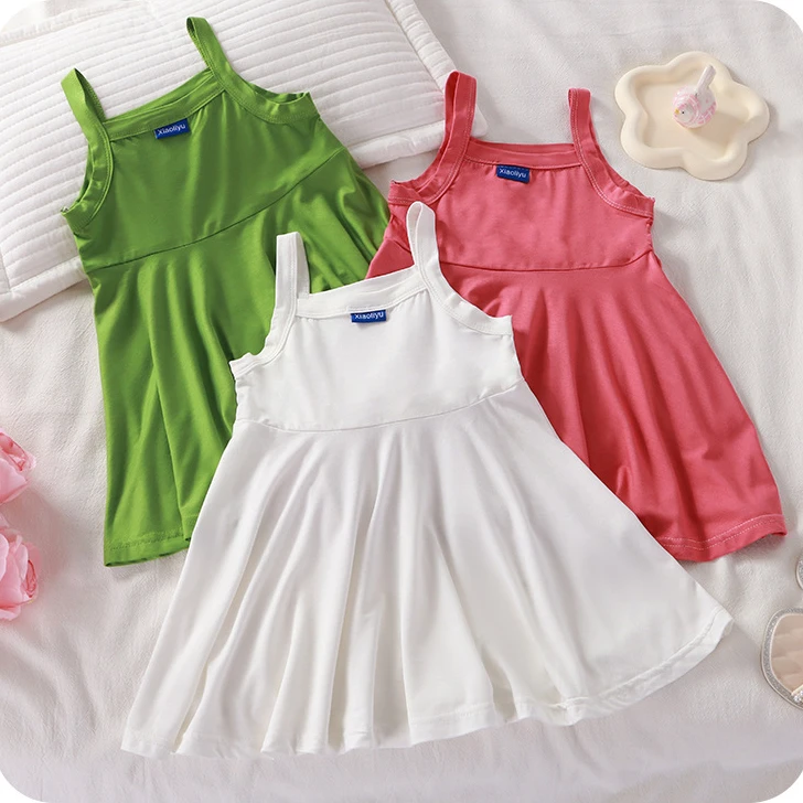 夏季女孩连衣裙女宝宝吊带裙韩版荷叶裙中小童女宝裙子女童背心裙