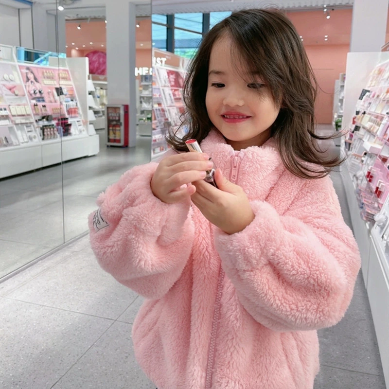 女童装双面加绒加厚保暖中大童摇粒绒毛绒外套儿童宝宝秋冬装可爱