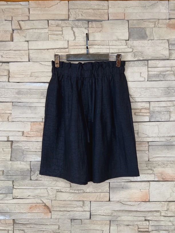 2024夏季香云纱100桑蚕丝老料龟裂纹抽绳木耳边阔腿休闲短裤百搭