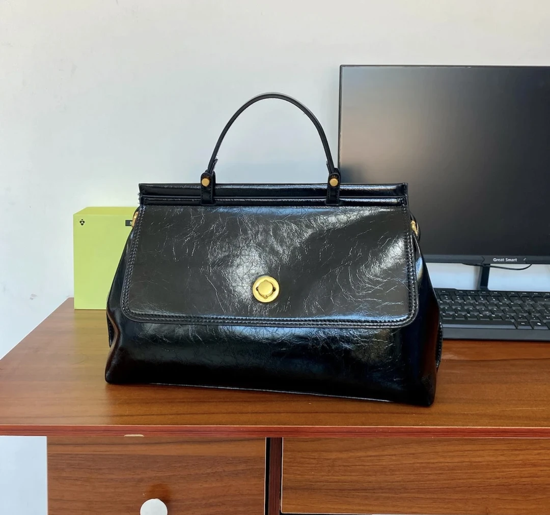 大手提包复古邮差包大容量手提包单肩斜挎包简约时尚休闲女包6231