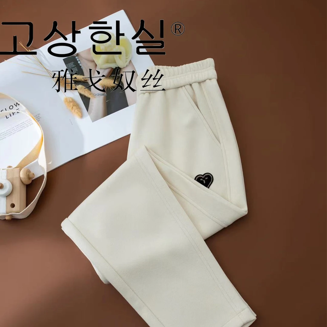 【反季】醋酸羊毛秋冬新款百搭显瘦松紧腰时尚休闲直筒裤-2368