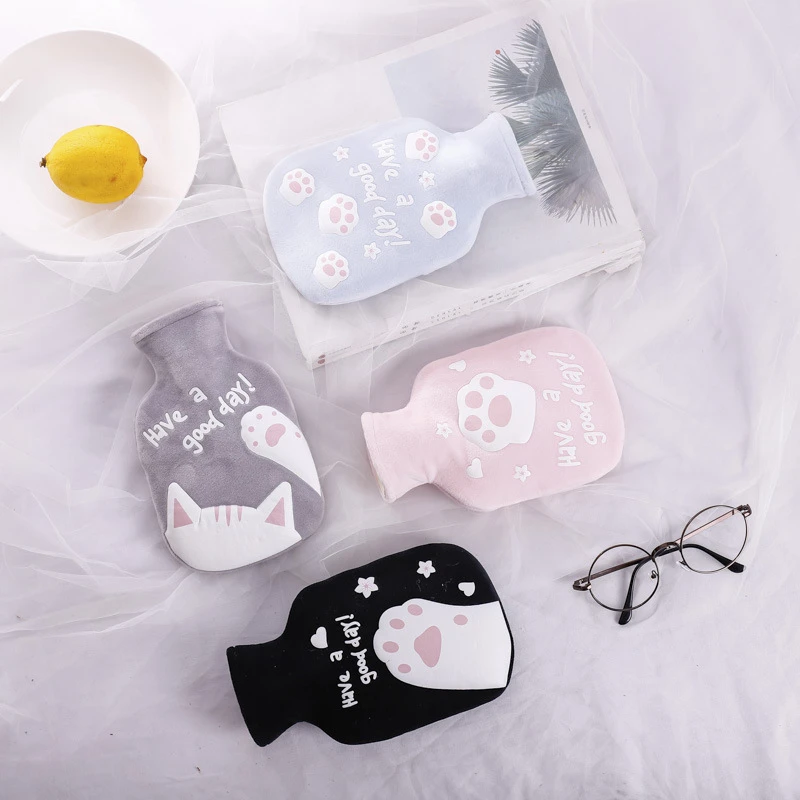新品创意可爱清新绒布套热水袋注水灌水热水袋女生暖手袋暖手宝