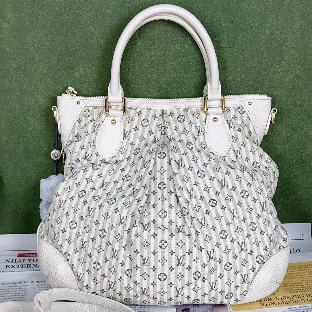 95新 LouisVuitton/路易威登 拉瑞苏SMC/白色丹宁手提单肩包/4017