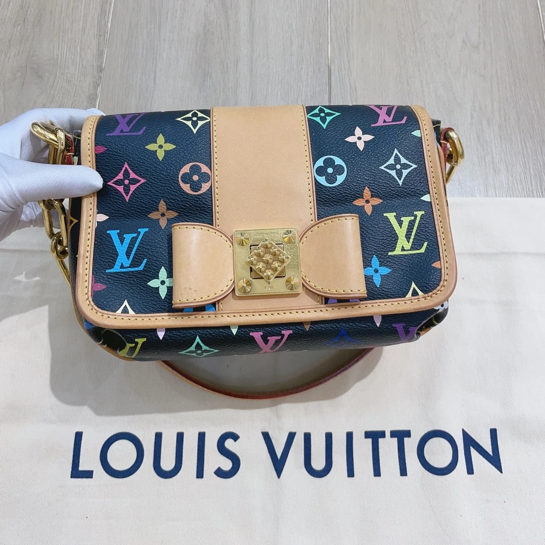 95新 LouisVuitton/路易威登 外场/黑三彩蝴蝶结单肩包