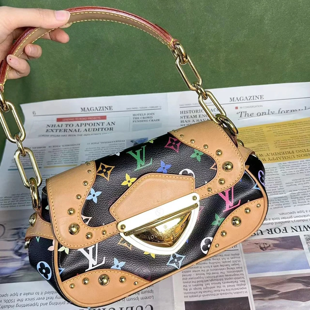 95新 LouisVuitton/路易威登 LRS/黑三彩梦露单肩包带盒/4097
