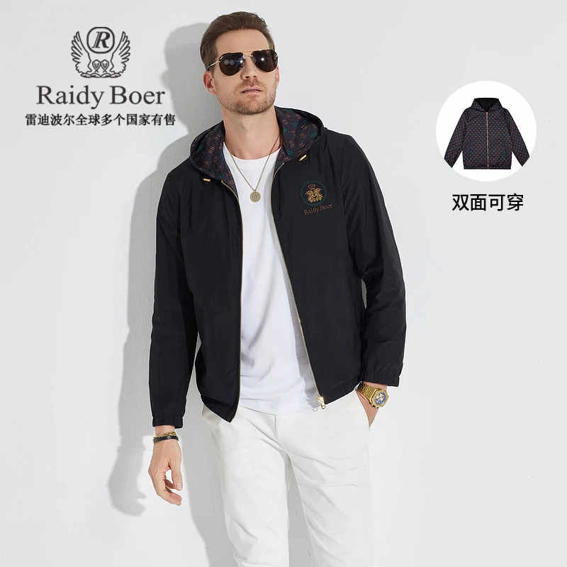 【双面可穿】雷迪波尔外套男款春秋刺绣休闲双头鹰夹克外套3050-70