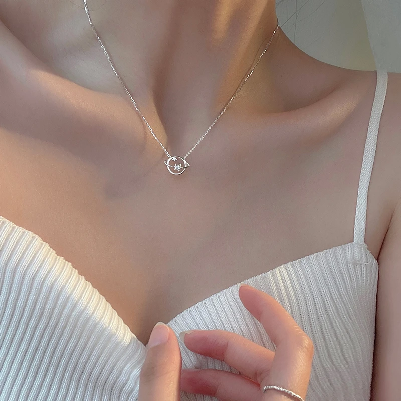 链子925银 星球项链轻奢小众新年新款爆款礼物银气质银镀锁骨链女