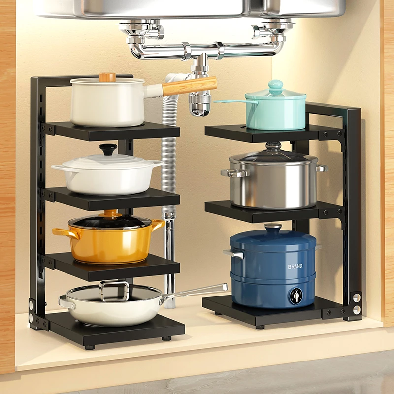可调节厨房置物架多层家用多功能厨柜下水槽锅具灶台分层锅架收纳
