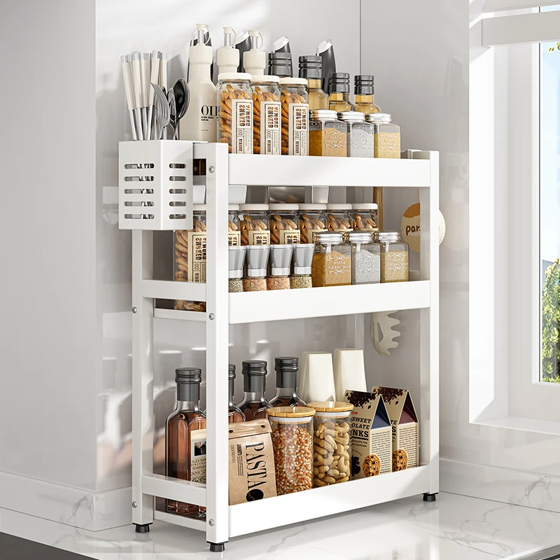 厨房盐调味罐收纳盒调料台面多功能架筷子刀具多层架子三层置物架