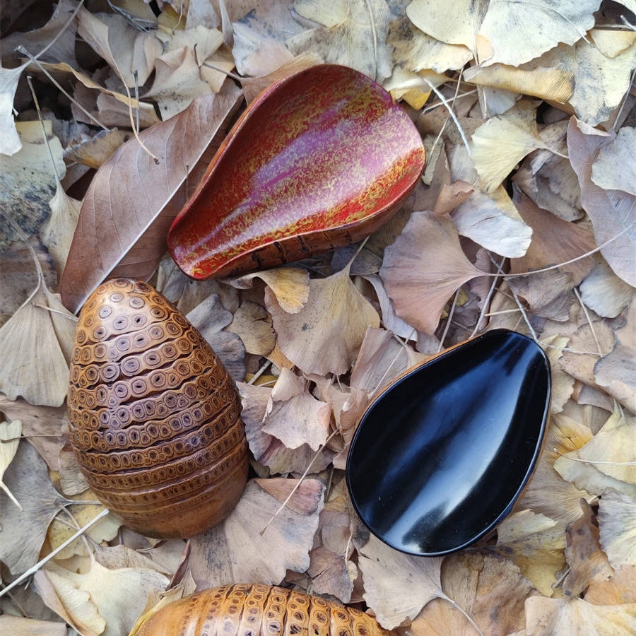 无品牌犀皮漆老竹根茶则单个手工赏茶荷茶勺精磨醒茶泡茶茶道配件