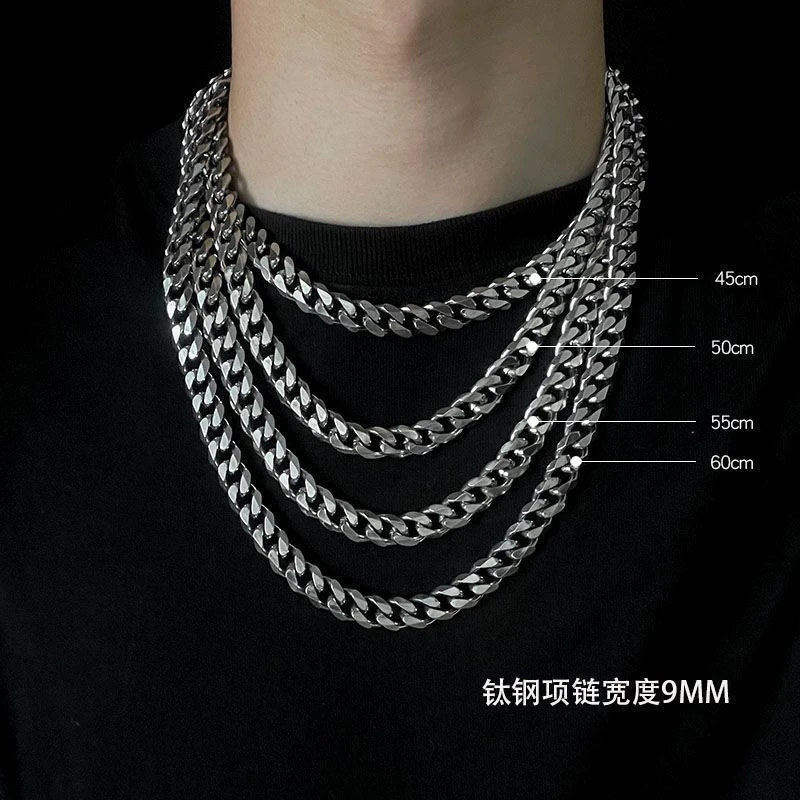 欧美古巴链条项链hiphop男女潮流ins嘻哈夸张钛钢不掉色高街粗款
