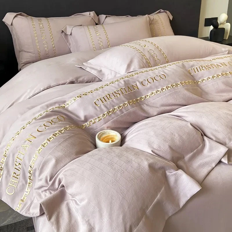 富安娜轻奢高档纯棉四件套全棉床单被套床笠简约丝滑裸睡床上用品