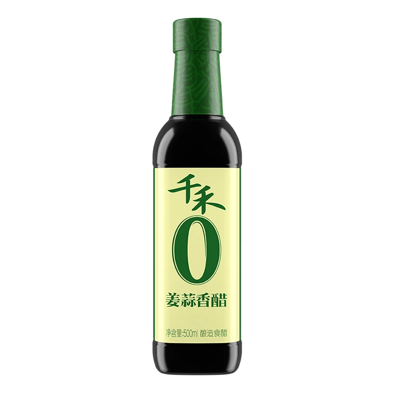 千禾姜蒜香醋500ml/瓶凉拌菜饺子蘸料生姜大蒜味厨房家用食醋调料