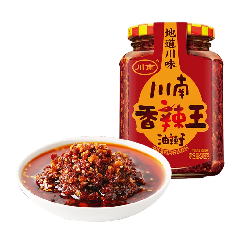 川南香辣王油辣子208g四川油泼辣子辣椒酱下饭红油辣酱辣椒油调料
