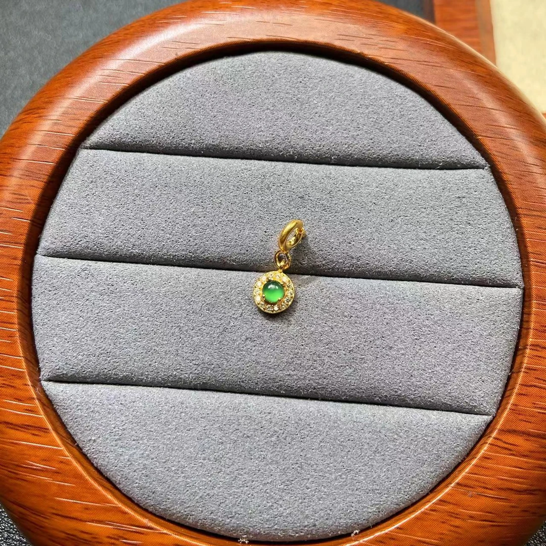 (蛋面提溜)天然a货翡翠 s925银镶嵌