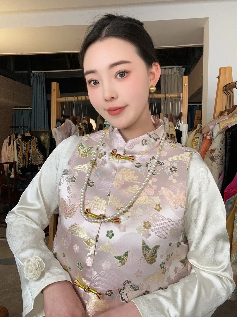 CHUNTIAN【玉娆】李李新中式织锦提花马甲百搭