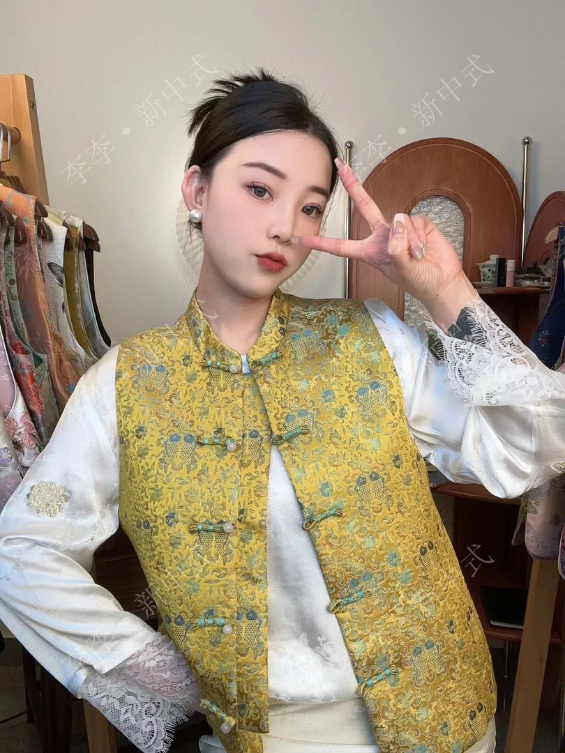 CHUNTIAN【双鱼】李李新中式春秋季新品国风时尚外搭新宋锦夏季马甲