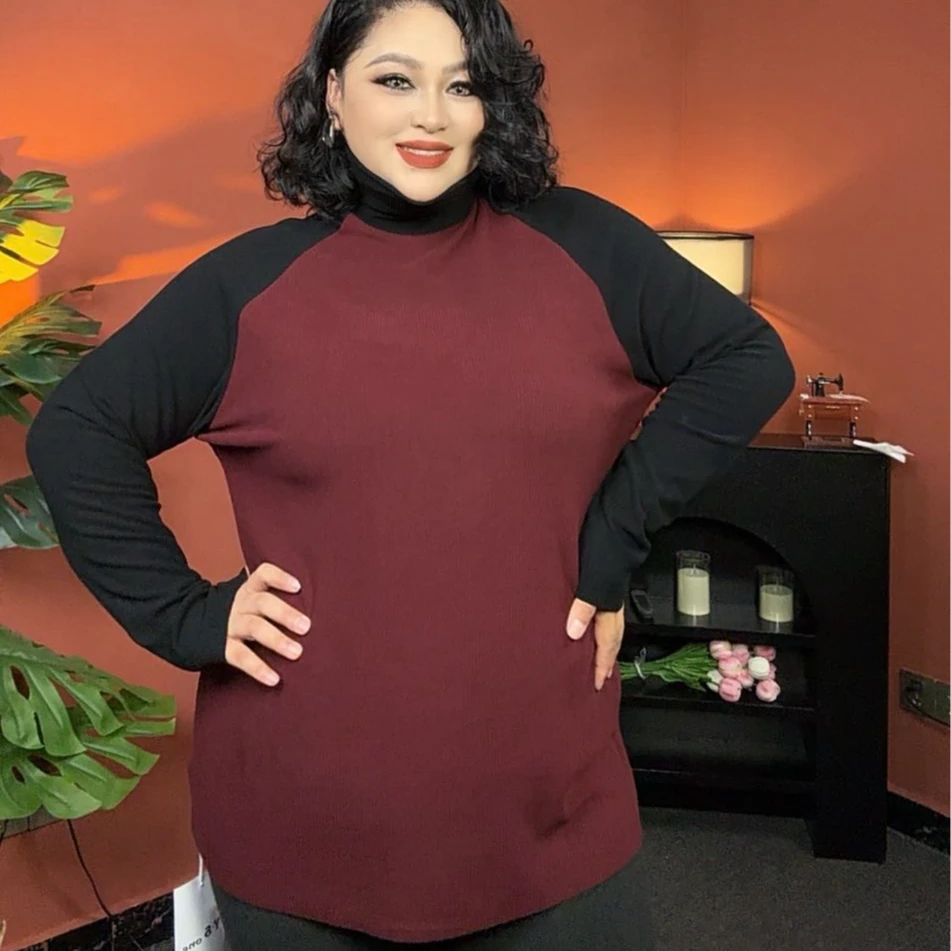 AHLIMA 大码女装2024推荐款长袖针织时尚百搭女士保暖圆领秋冬