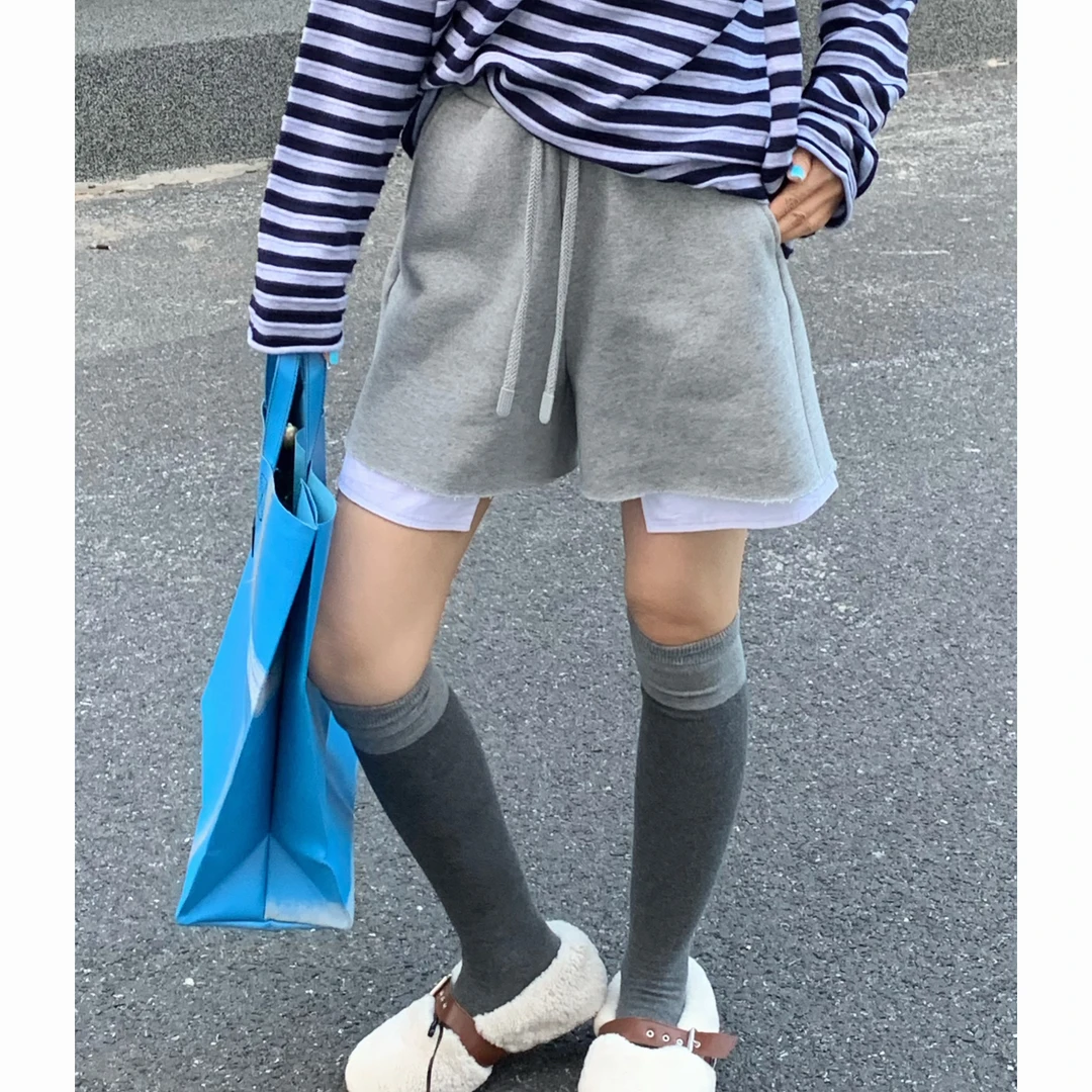 CHEFIGO冬季加绒厚款星空加绒针织短裤