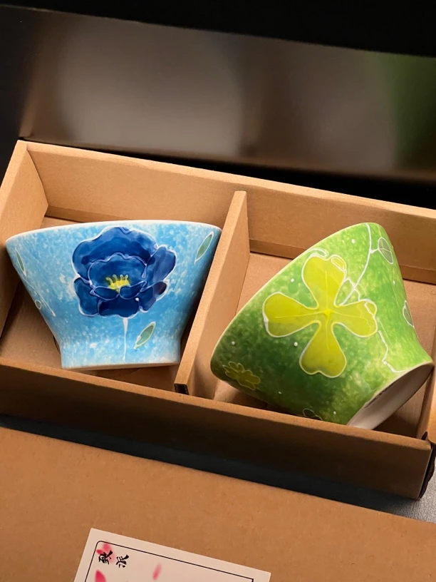 人工手绘陶瓷5英寸斗笠碗两个装 釉下彩家用餐具米饭碗 不带礼盒