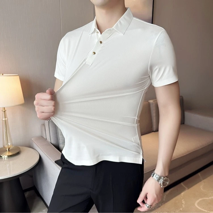 高弹力无痕POLO衫男士短袖夏季薄款韩版休闲百搭潮流痞帅翻领t恤