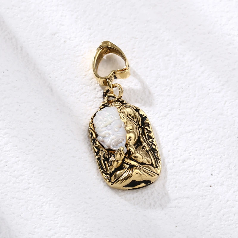 吊坠925银 个性简约复古金一念之间吊坠 小众设计项链挂坠潮