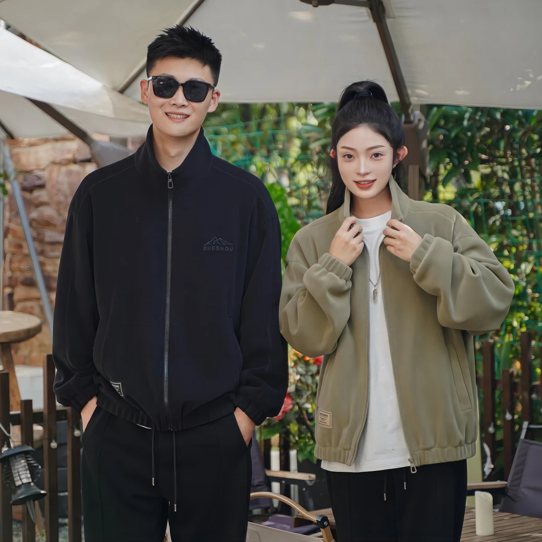 潮牌龙年新款奥粒绒男女同款潮流立领休闲抓绒卫衣夹克宽松2188xx