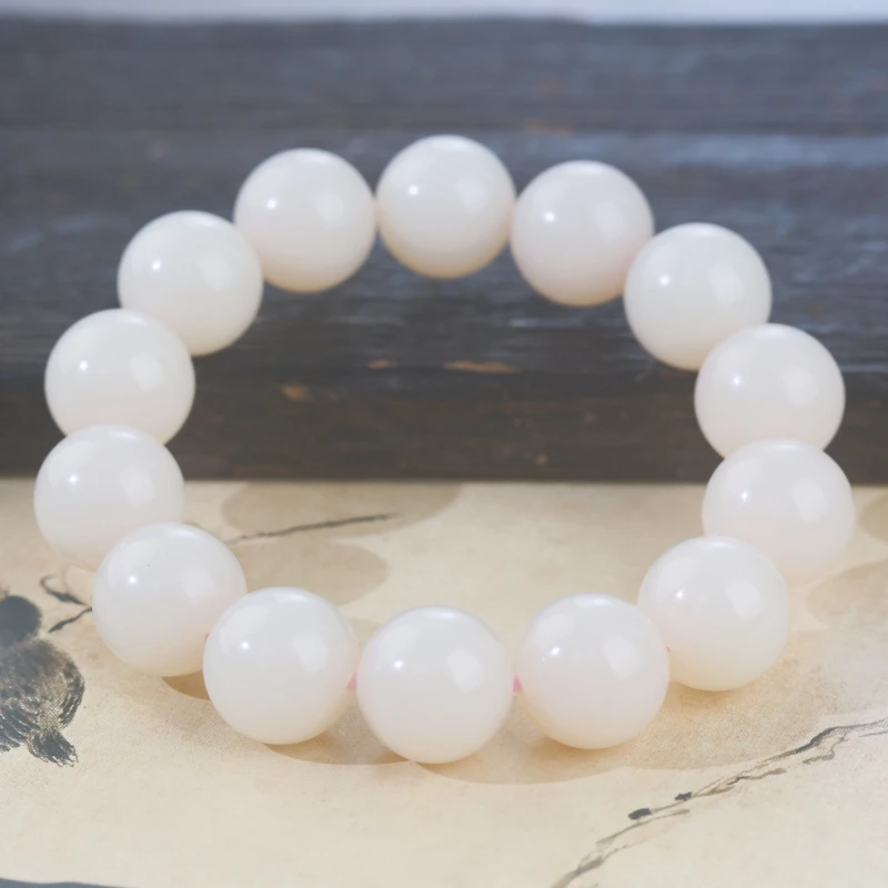 和田玉藕粉单圈手串/多样性发其一