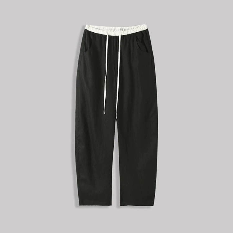 欧货黑色休闲直筒裤女百搭高腰显瘦阔腿裤1202