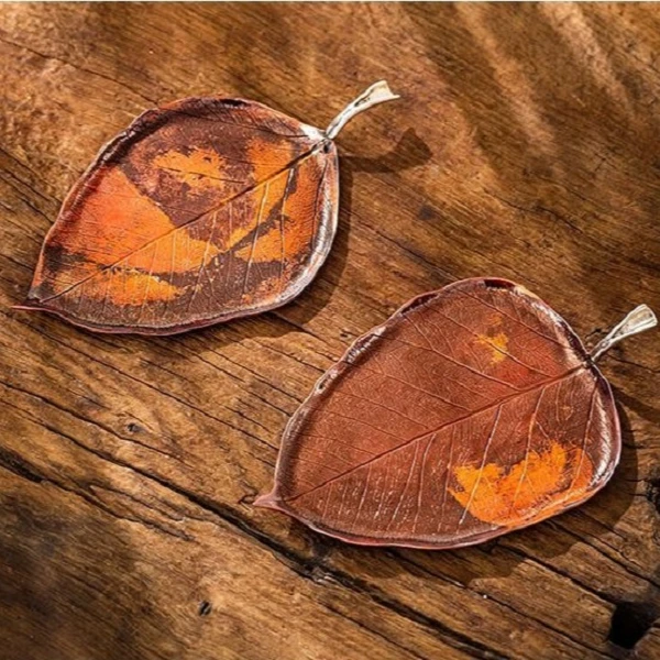 蜂鸟工坊 文创系列 铜器 树叶形杯托（大小号）WCXBT0072 WCXBT0071