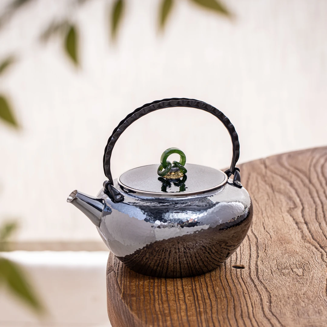 蜂鸟工坊 名匠优选 铁把三环做旧锤纹直嘴提梁大壶  MJYXA2096