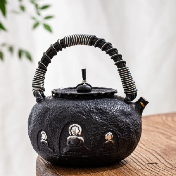 蜂鸟工坊 名匠优选 藤把补丁做旧禅坐佛提梁大壶 MJYXA2055