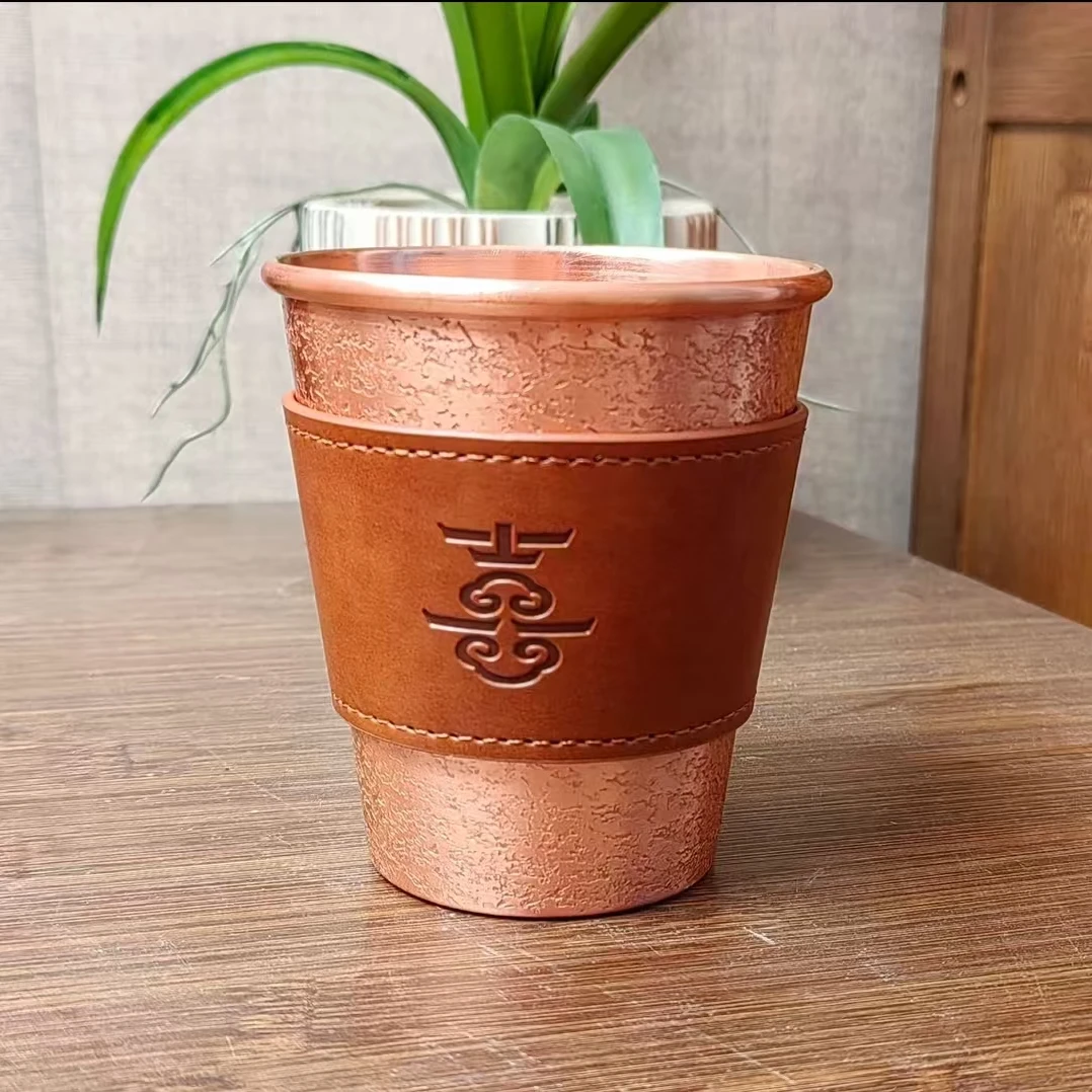 银壶大魔王铜器 春喜铜 可乐杯 单层麻点水杯-送皮套WCXBT0253