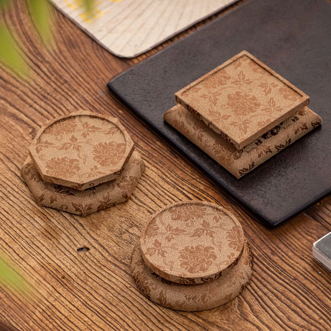 蜂鸟工坊 文创系列 茶周边 八角形壶底座展示底托（咖色款）