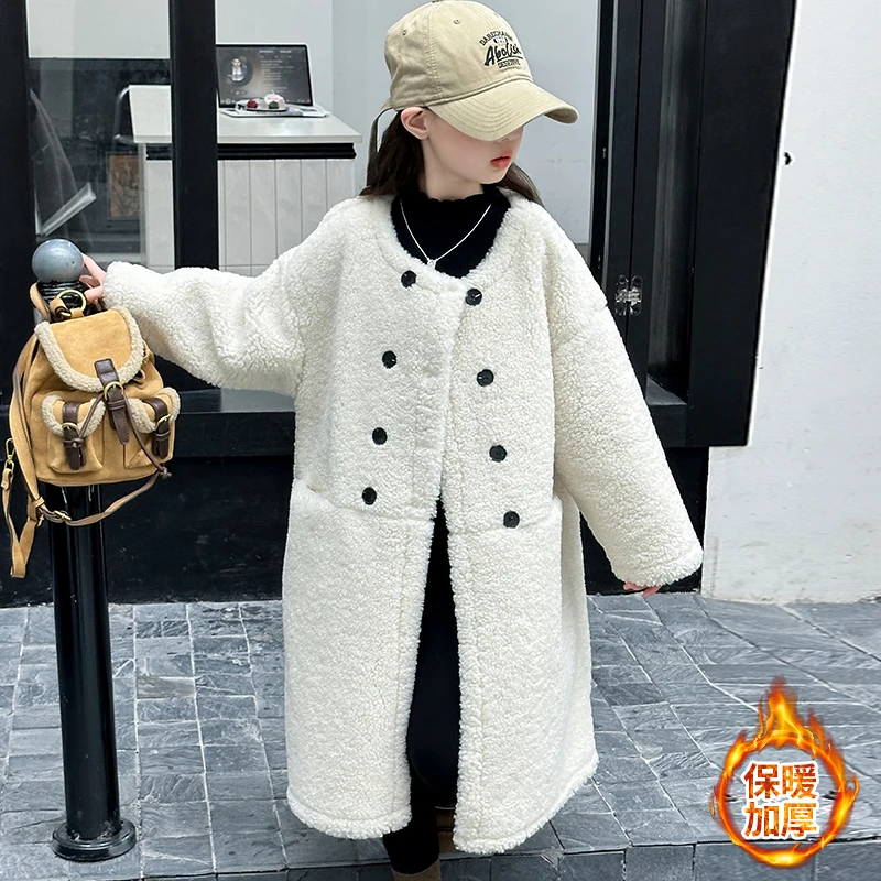 巴拉童年童装2024秋冬新款小香风长款毛毛一体风衣外套女童中大童